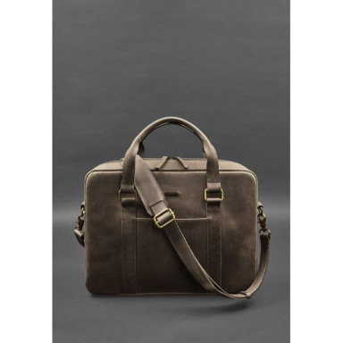 Leather bag for laptop and documents brown Crazy Horse