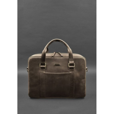 Leather bag for laptop and documents brown Crazy Horse