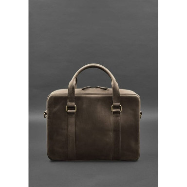 Leather bag for laptop and documents brown Crazy Horse