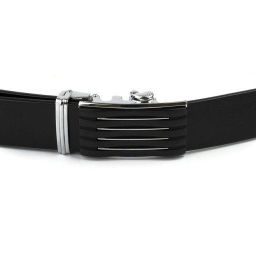 Чоловічий ремень з автоматичною пряжкою смужка Vintage 20301 Чорний