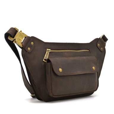 Leather voluminous banana waist bag brown leather RC-8139-3md TARWA