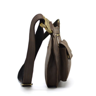 Leather voluminous banana waist bag brown leather RC-8139-3md TARWA