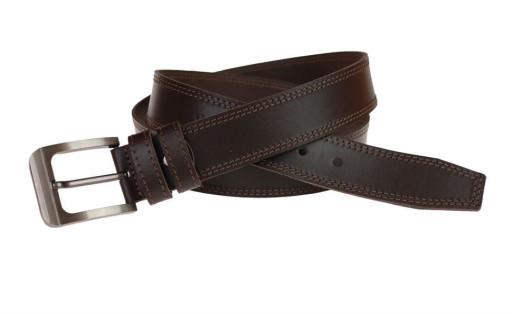 Ремінь чоловічий шкіряний джинсовий подвійна строчка SULLIVAN 112-27 (8) 115-150 см коричневий