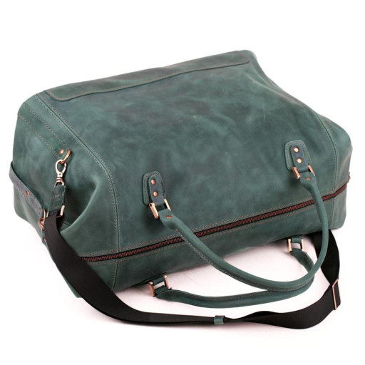 Дорожня шкіряна сумка-саквояж зелена Mtravel_4 Manufatto