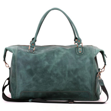Travel leather satchel bag green Mtravel_4 Manufatto