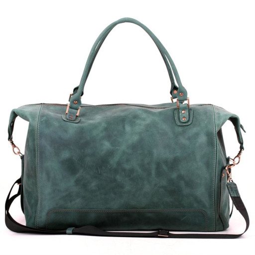 Дорожня шкіряна сумка-саквояж зелена Mtravel_4 Manufatto