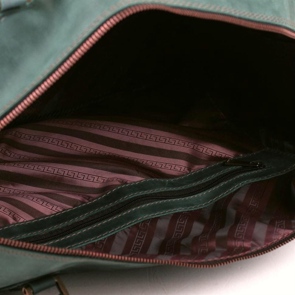 Дорожня шкіряна сумка-саквояж зелена Mtravel_4 Manufatto