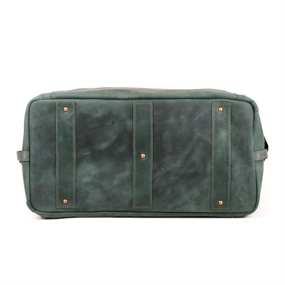 Дорожня шкіряна сумка-саквояж зелена Mtravel_4 Manufatto