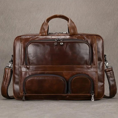 Bexhill Bx7289 Brown Large Men`s Leather Bag with Pockets