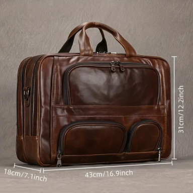 Bexhill Bx7289 Brown Large Men`s Leather Bag with Pockets