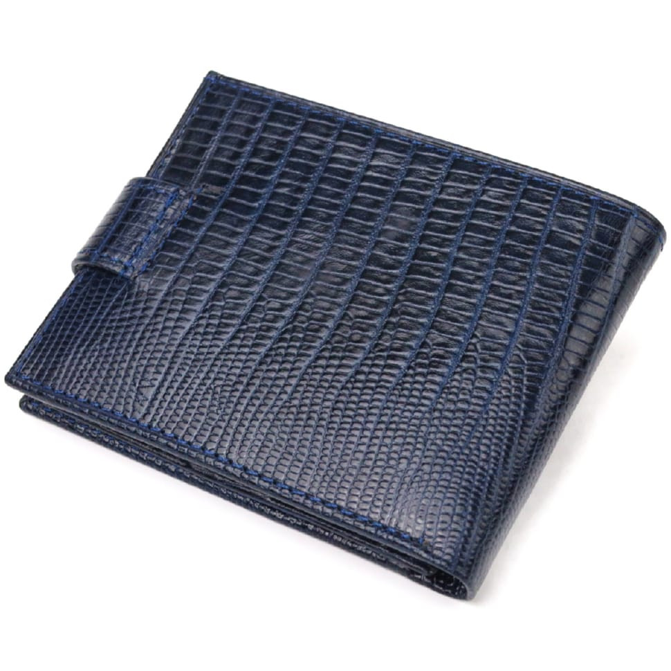 Гідний чоловічий гаманець з натуральної фактурної шкіри CANPELLINI 21515 Синій