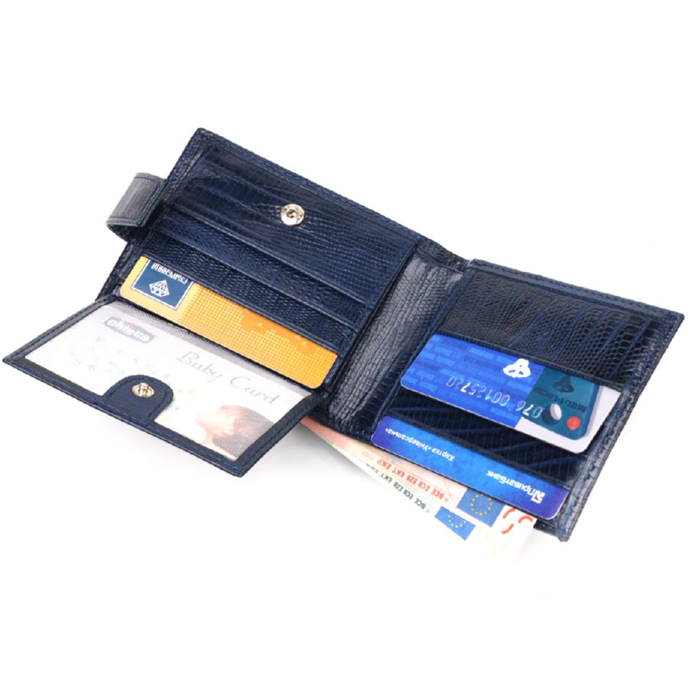 Гідний чоловічий гаманець з натуральної фактурної шкіри CANPELLINI 21515 Синій