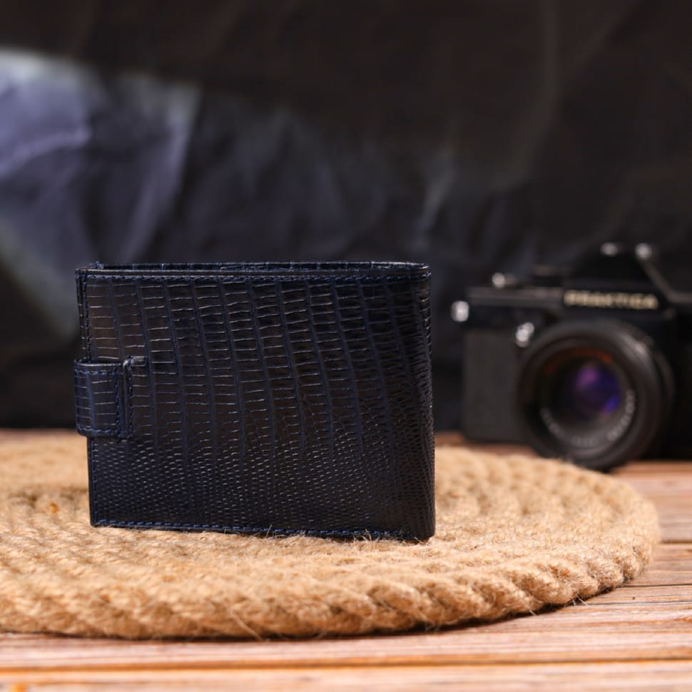 Гідний чоловічий гаманець з натуральної фактурної шкіри CANPELLINI 21515 Синій