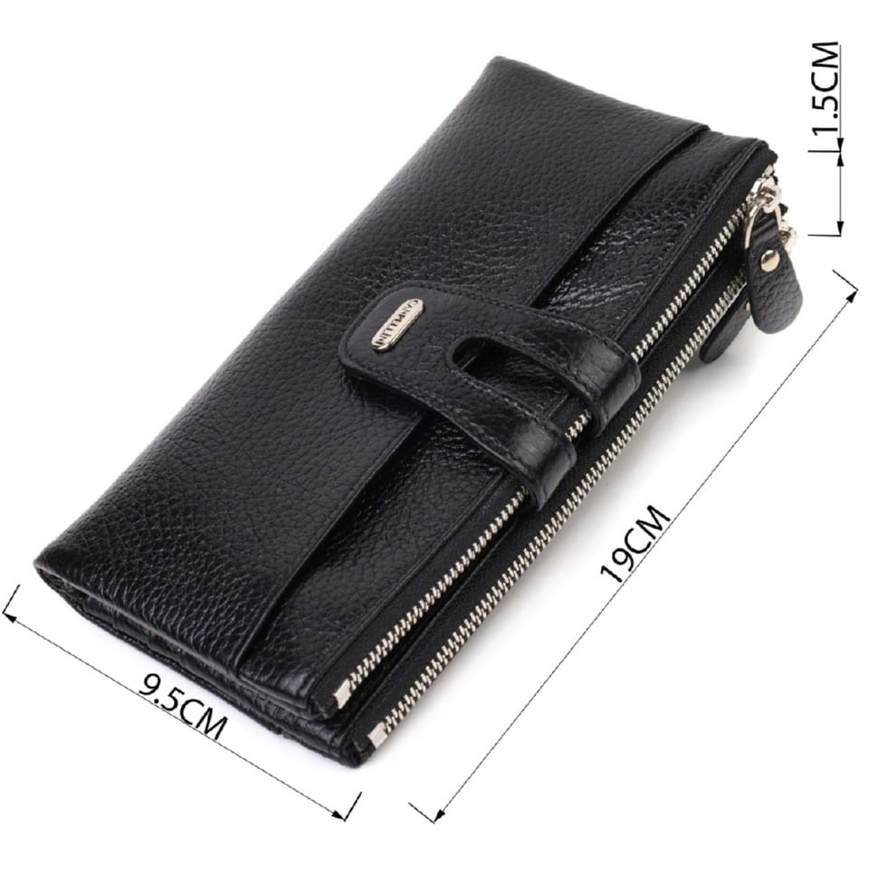 Классический женский кошелек с удобным функционалом из натуральной кожи CANPELLINI 21717 Черный