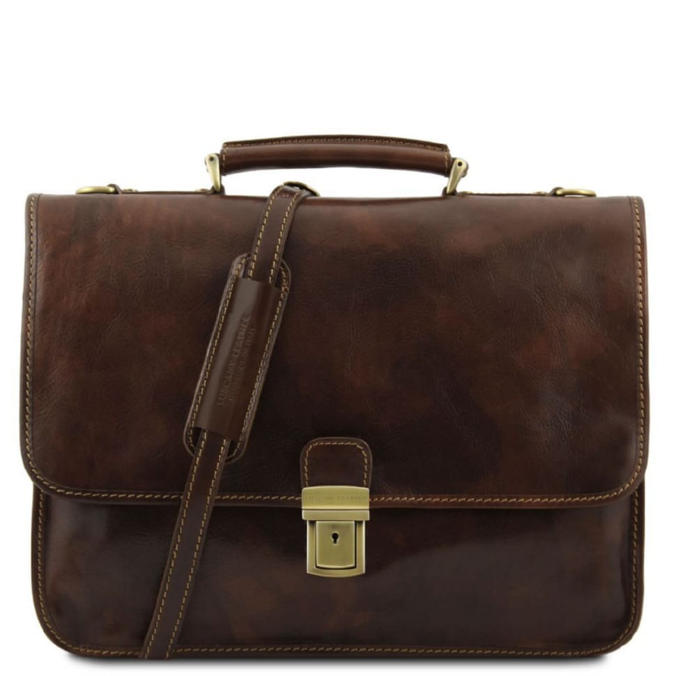Чоловічий шкіряний портфель на 2 відділення Tuscany Leather TORINO TL10029