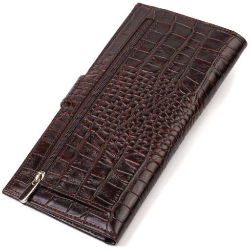 Відмінний купюрник для чоловіків з натуральної шкіри з тисненням під крокодила CANPELLINI 21917 Коричневий