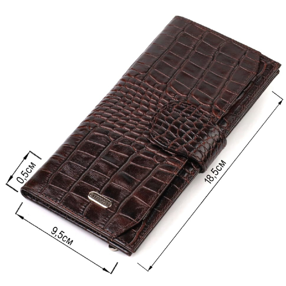 Відмінний купюрник для чоловіків з натуральної шкіри з тисненням під крокодила CANPELLINI 21917 Коричневий