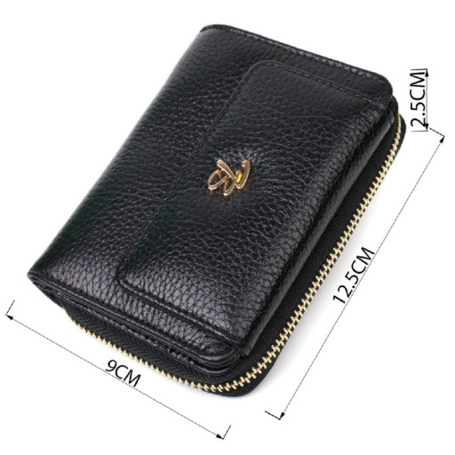 Стильний жіночий гаманець з місткою монетницею на блискавці з натуральної шкіри Tony Bellucci 22012 Чорний