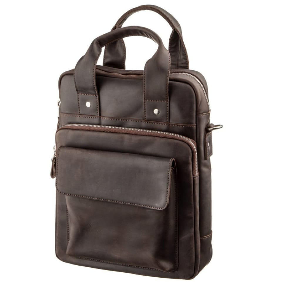 Vintage bag for A4 vertical format in matte leather 11166 SHVIGEL, Brown