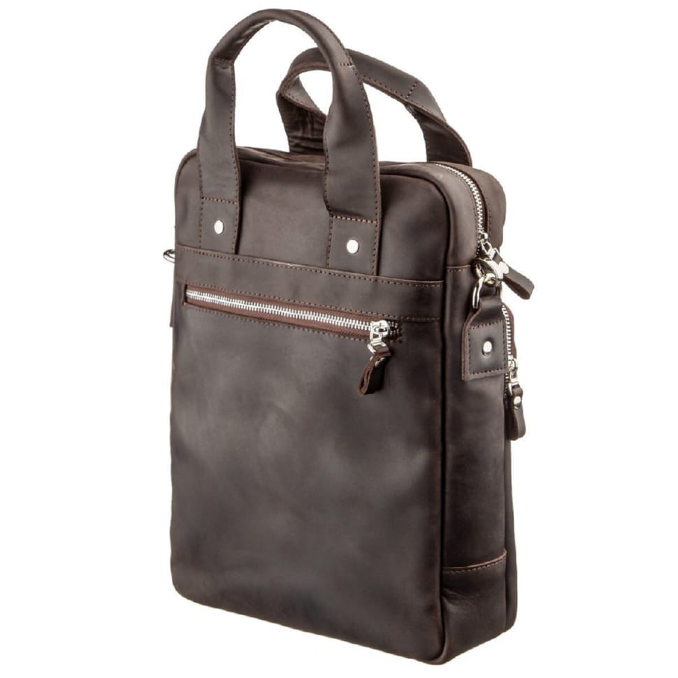Vintage bag for A4 vertical format in matte leather 11166 SHVIGEL, Brown