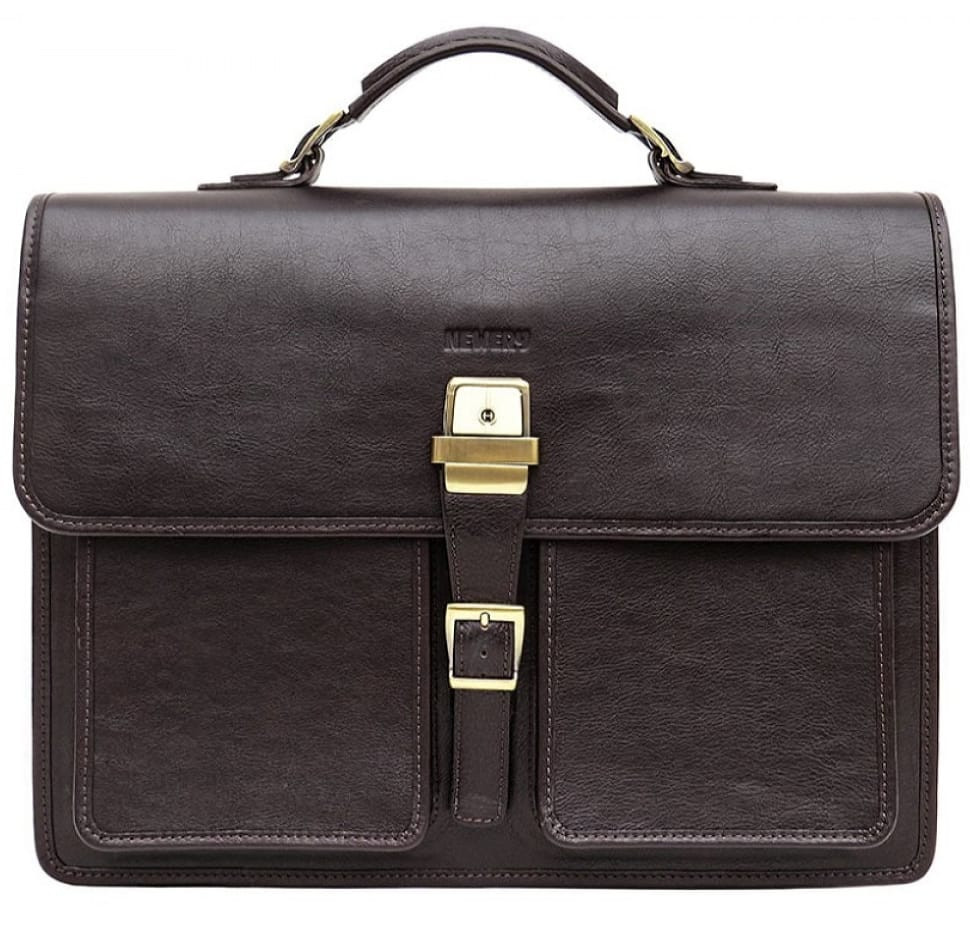 Коричневий чоловічий портфель із гладкої шкіри Newery N7164GC