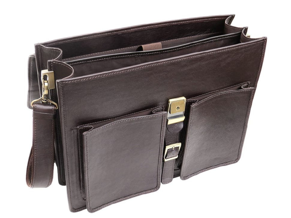 Коричневий чоловічий портфель із гладкої шкіри Newery N7164GC