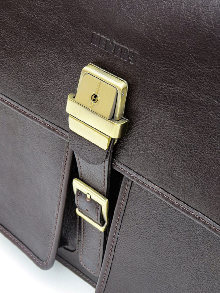 Коричневий чоловічий портфель із гладкої шкіри Newery N7164GC
