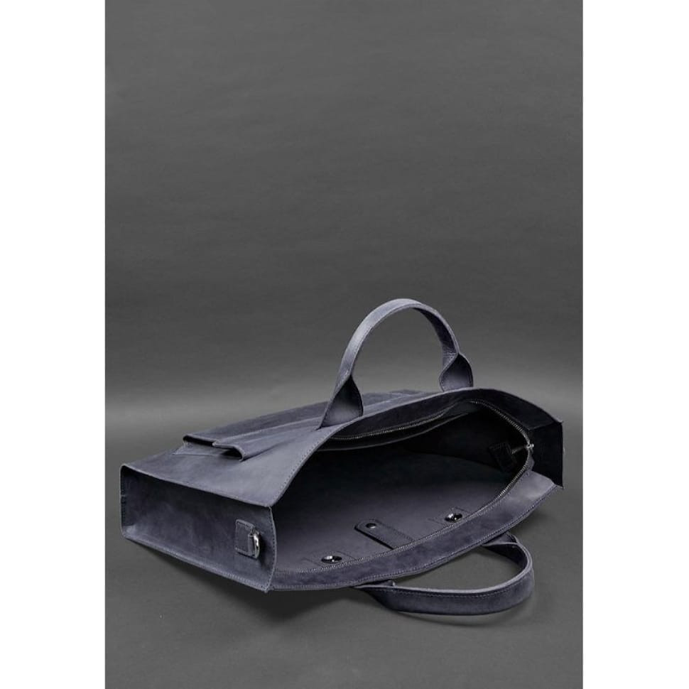 Шкіряна сумка для ноутбука та документів Універсальна синя Crazy Horse