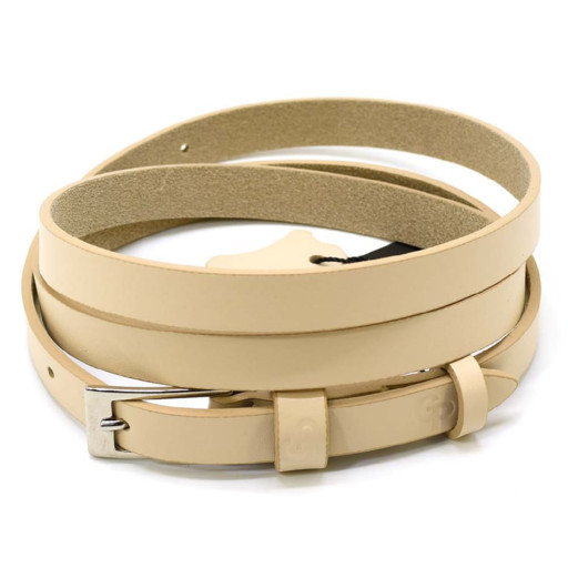 Шкіряний ремінь жіночий тонкий Grande Pelle 1432050033 у бежевому кольорі.