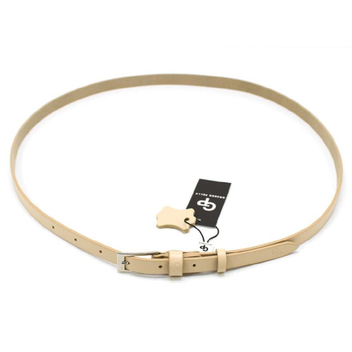 Шкіряний ремінь жіночий тонкий Grande Pelle 1432050033 у бежевому кольорі.