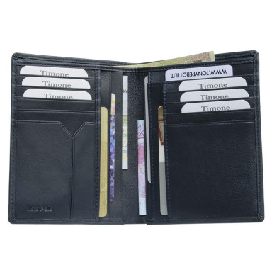 Leather wallet Timone intrecciato 12050 navy blue