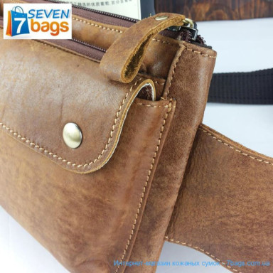 Calfskin belt bag, brown minimalism