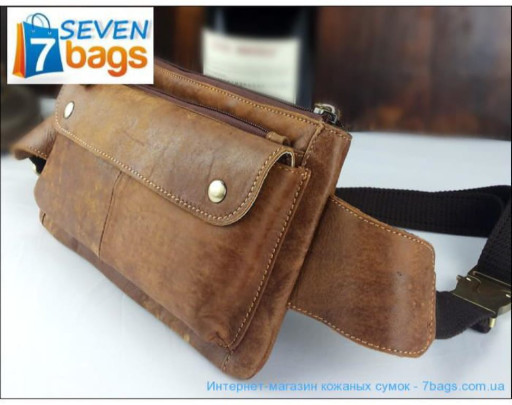 Напоясний сумка з телячої шкіри, коричневий мінімалізм