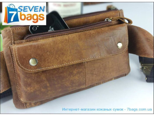 Напоясний сумка з телячої шкіри, коричневий мінімалізм