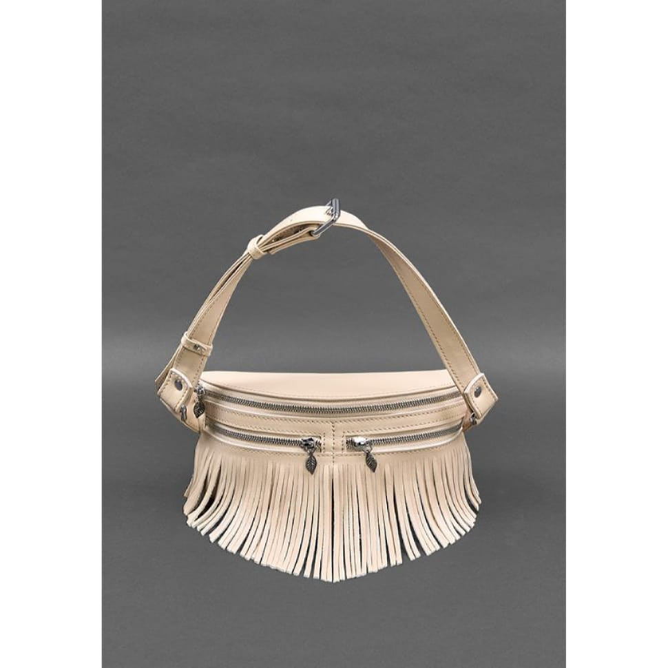 Women's leather belt bag Spirit light beige crust