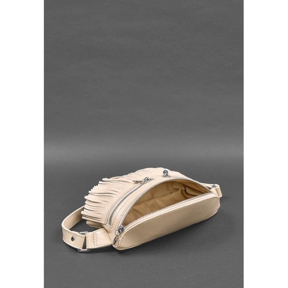 Women's leather belt bag Spirit light beige crust