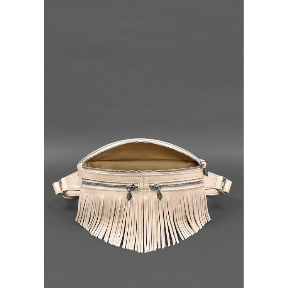 Women's leather belt bag Spirit light beige crust