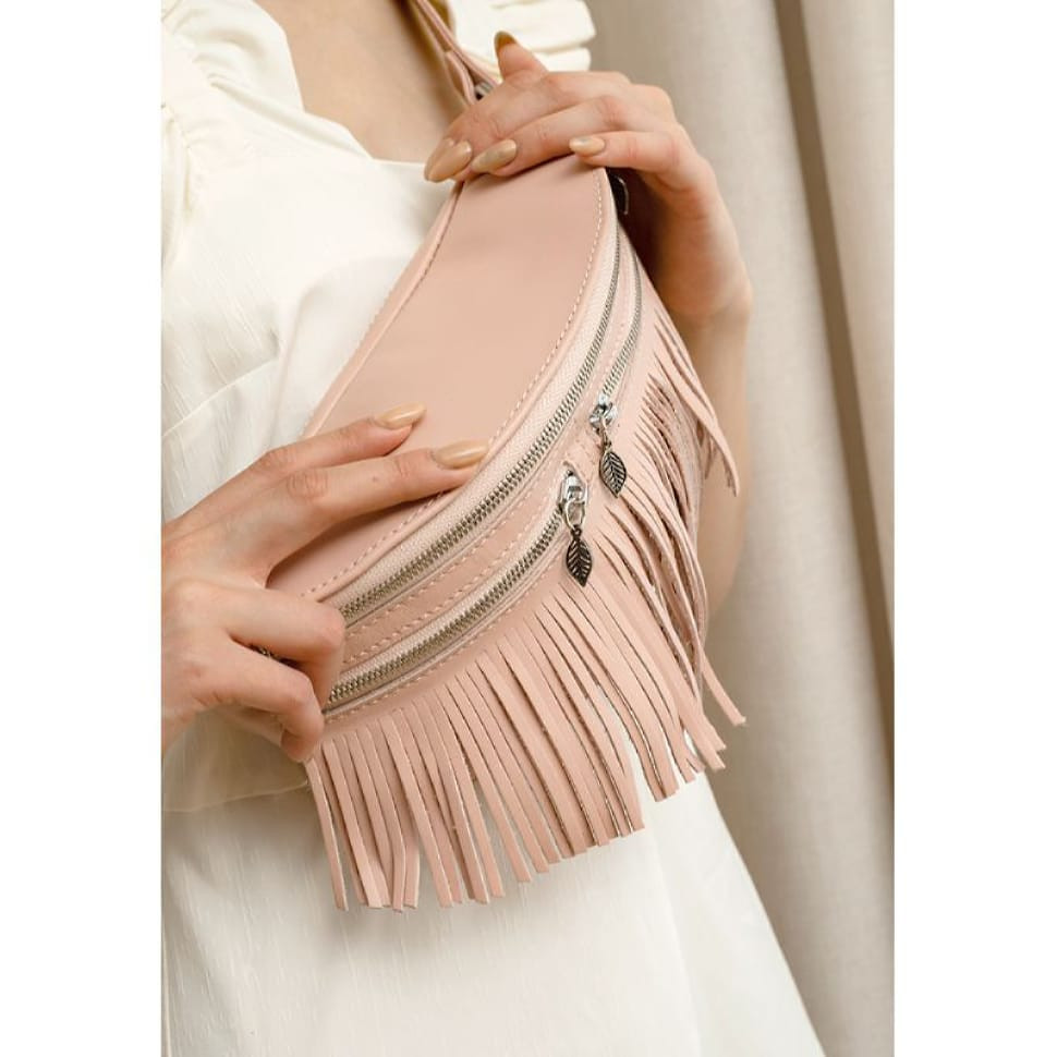 Women's leather belt bag Spirit light beige crust