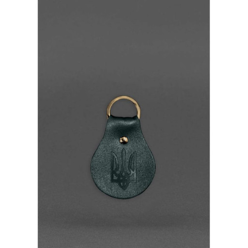 Патріотичний шкіряний брелок з гербом зелений