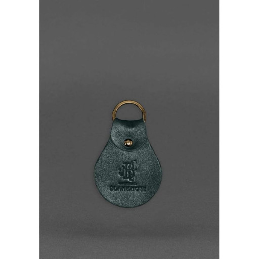 Патріотичний шкіряний брелок з гербом зелений