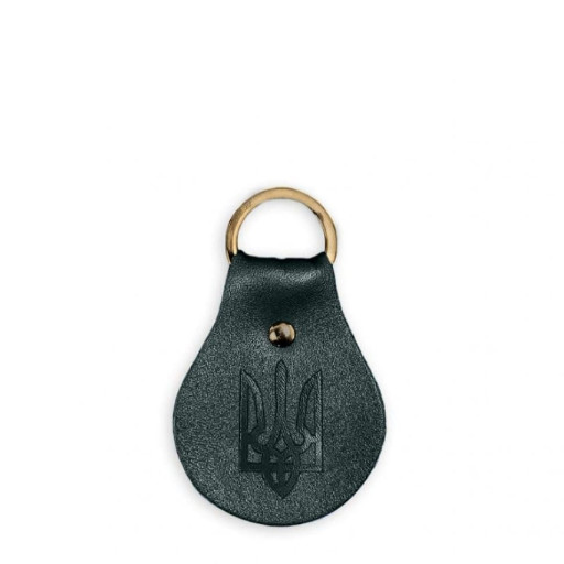 Патріотичний шкіряний брелок з гербом зелений