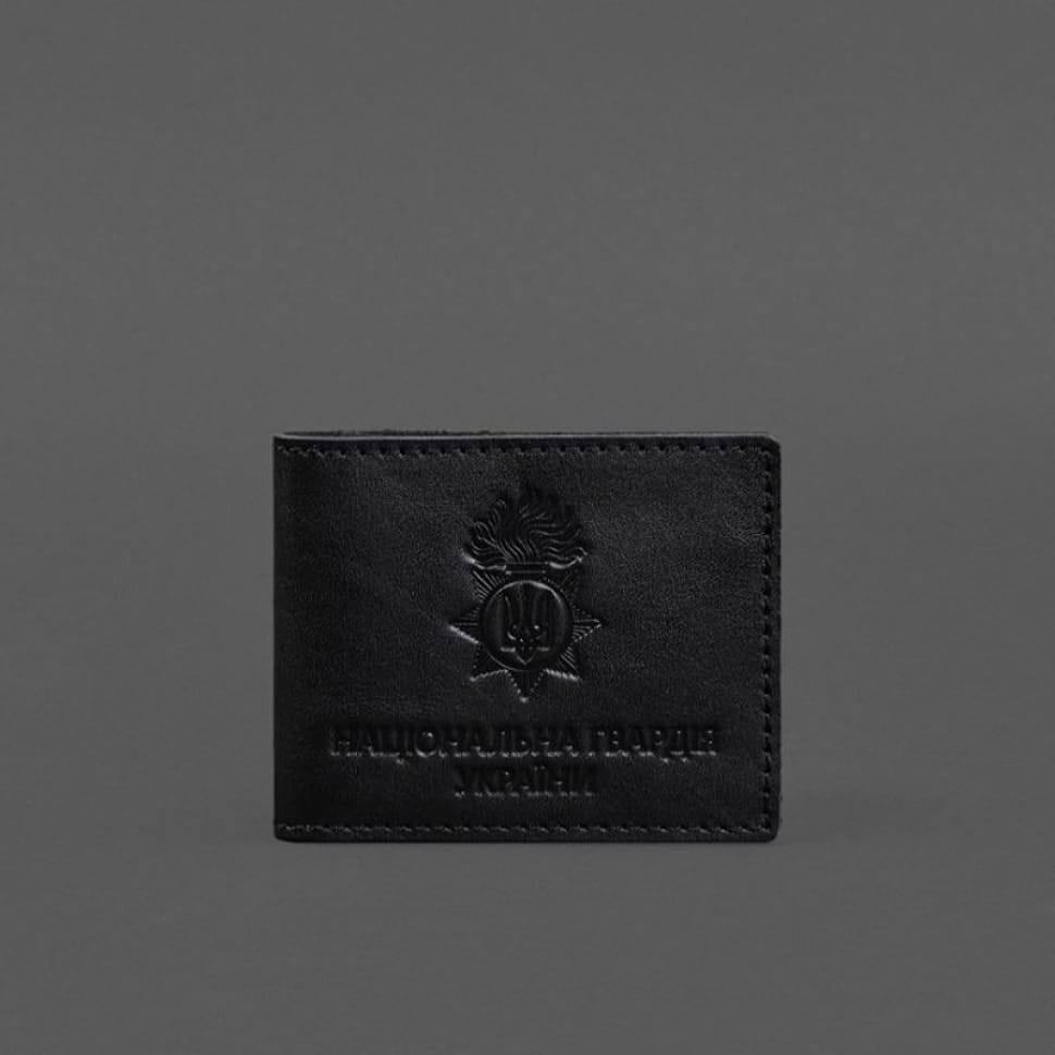 Leather cover for service ID of the National Guard Black