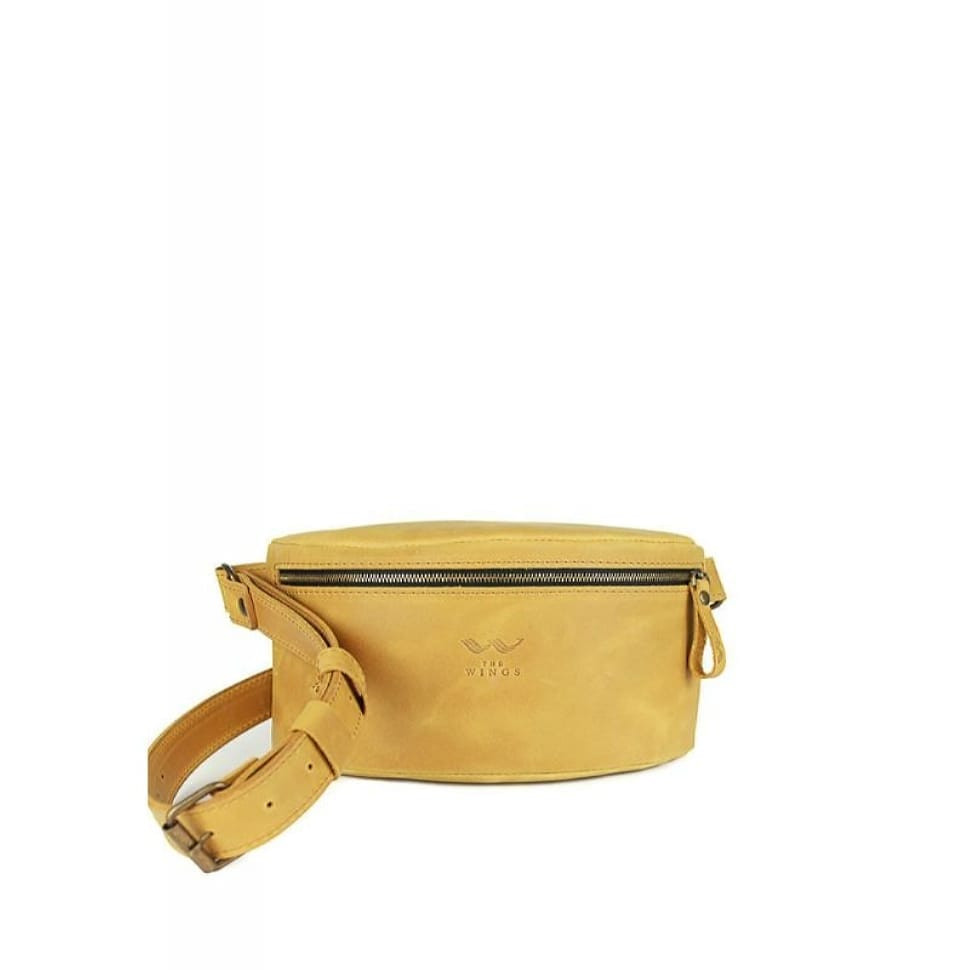 Leather belt bag yellow vintage