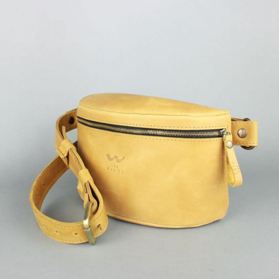 Leather belt bag yellow vintage
