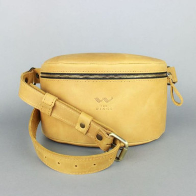 Leather belt bag yellow vintage