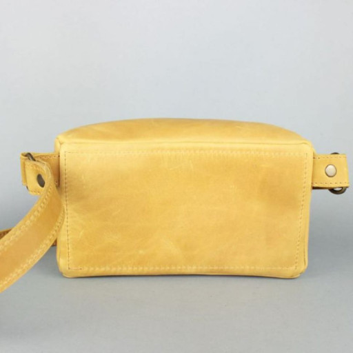 Шкіряна поясна сумка жовта vintage