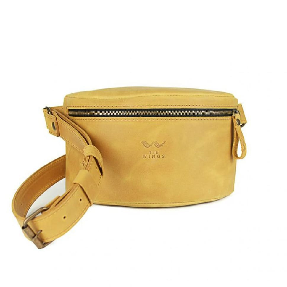 Leather belt bag yellow vintage