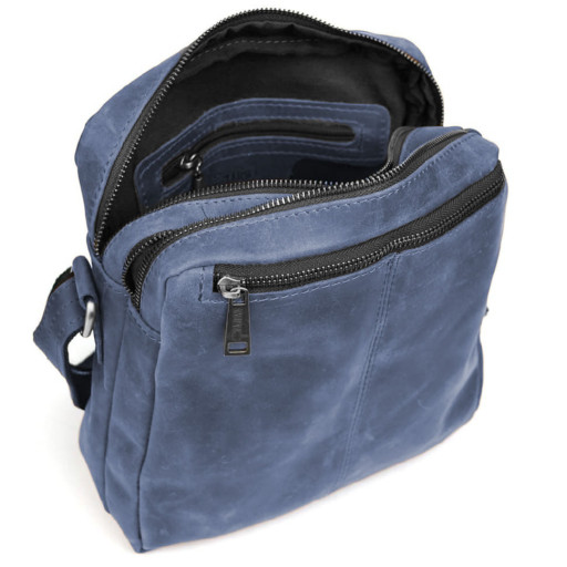 Сумка месенджер чоловіча вертикальна через плече TARWA Cіній RК-60121-3md