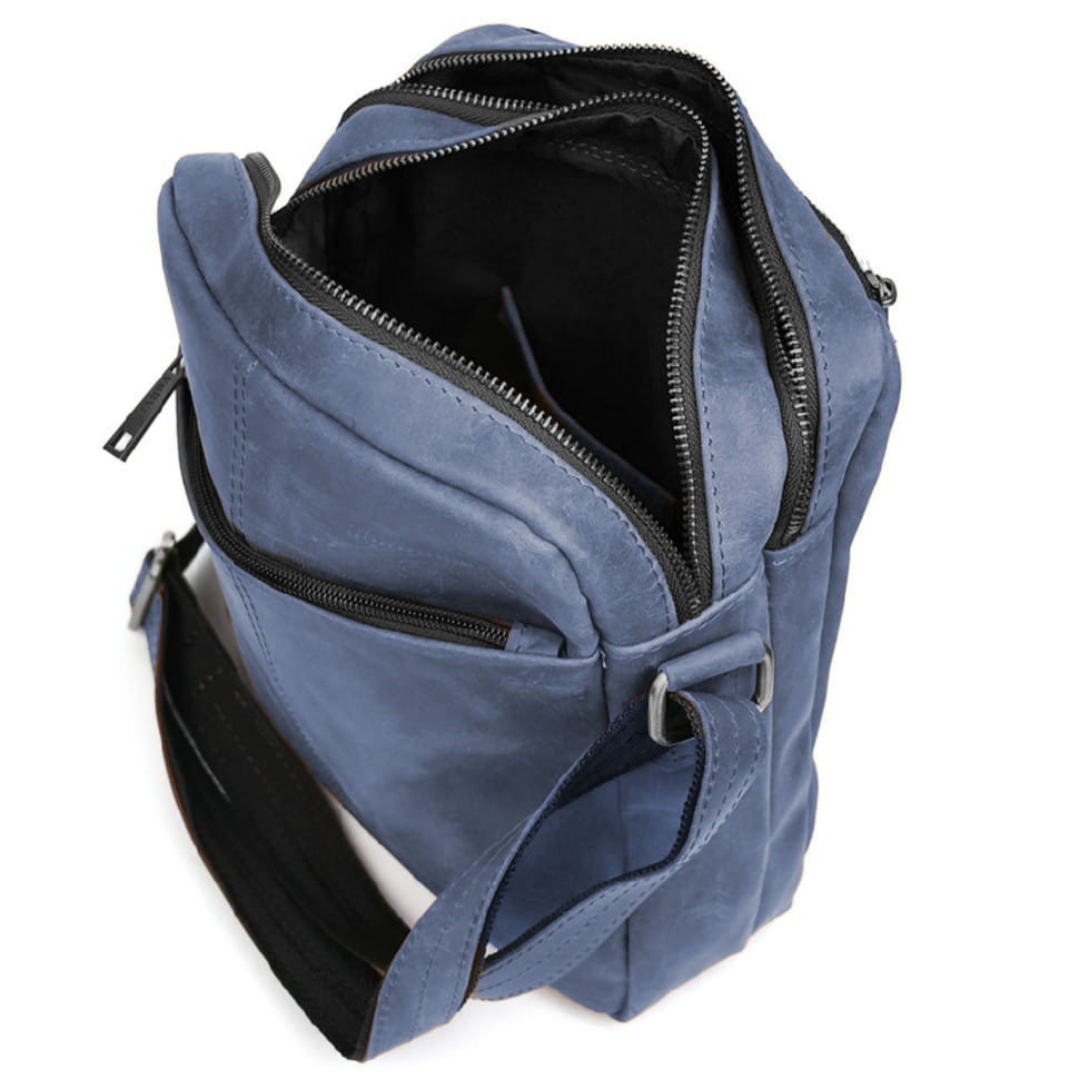 Сумка месенджер чоловіча вертикальна через плече TARWA Cіній RК-60121-3md