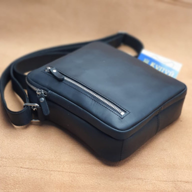 Чоловіча шкіряна сумка через плече BGS 22*20*7 см чорна BGS3194
